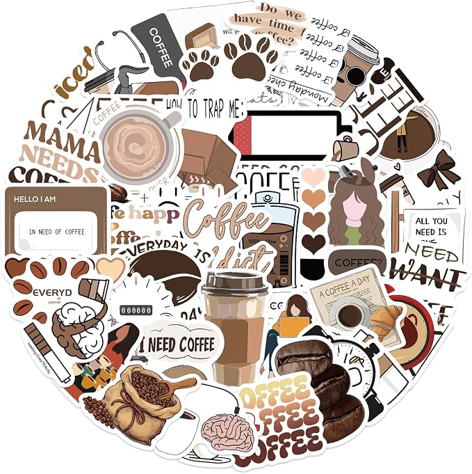 50pcs Aesthetic Coffee Theme Stickers - Image 7