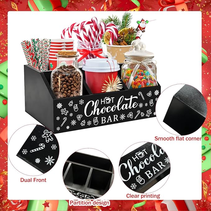 Christmas Hot Cocoa Bar Wood Coffee Station Organizer - Image 3