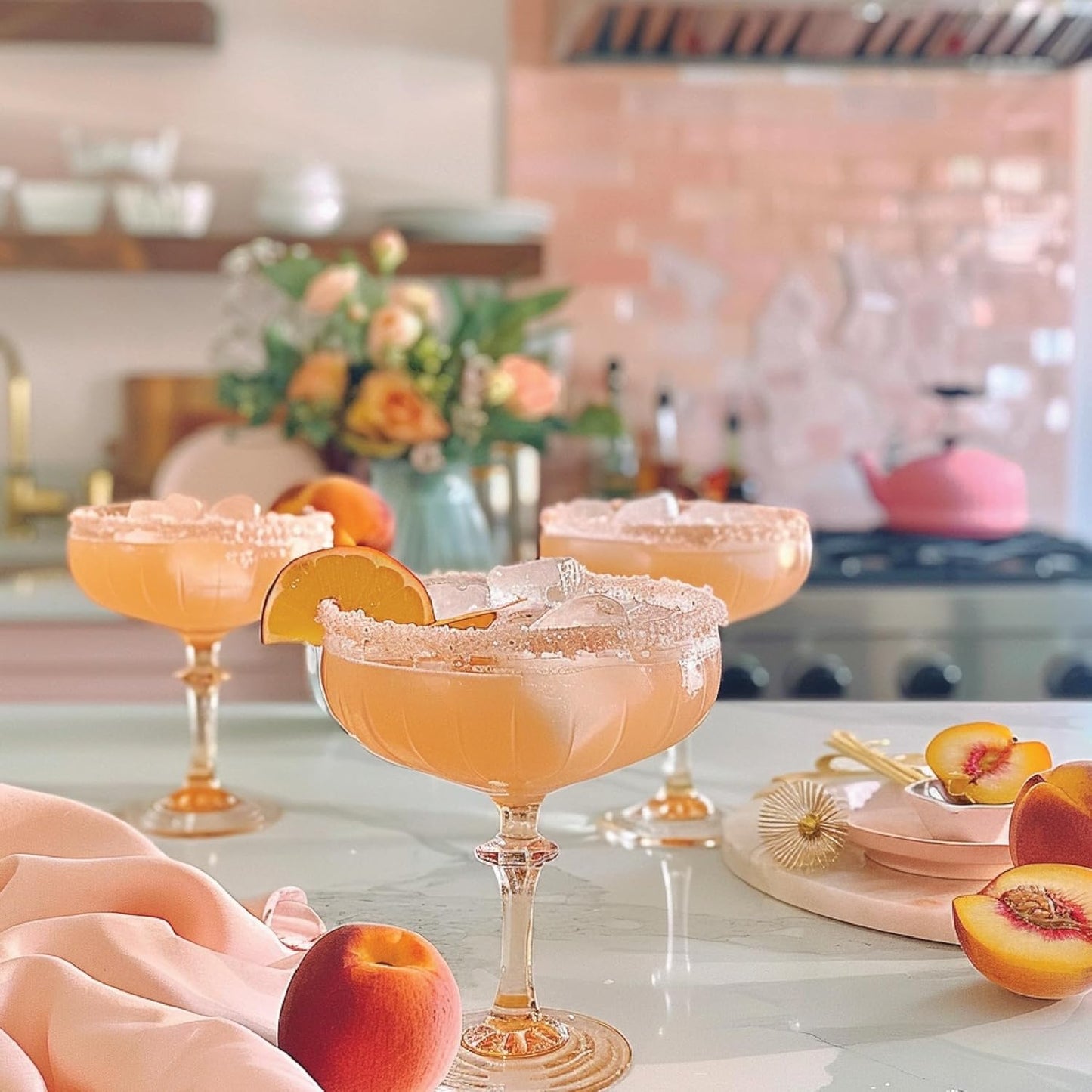Jordan's Skinny Syrups Sugar Free Syrup, Naturally Sweetened Peach Margarita Mix, 32 oz, Low Calorie Flavoring, Protein Shake, Cocktail & More, Gluten Free, Keto Friendly