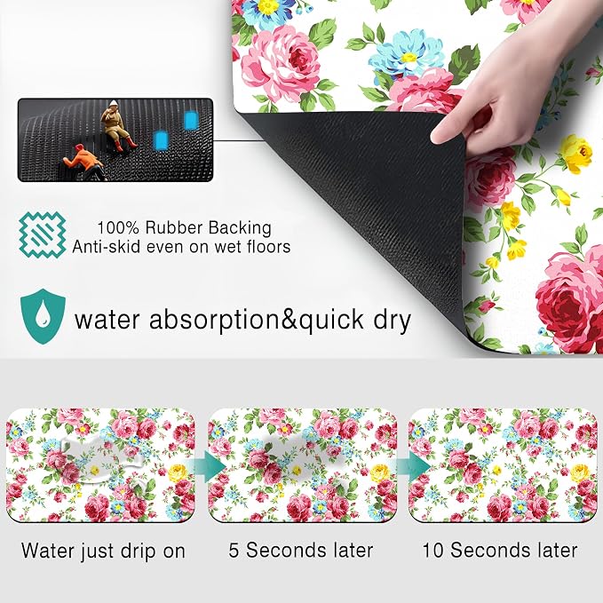 Coffee Mat - Flower Absorbent Drying Mat Waterproof Protects Kitchen - Maker - Image 2