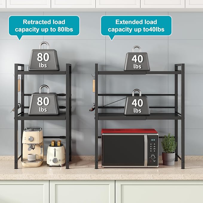 DOLALIKE Microwave Oven Rack, Expandable Microwave Stand Countertop Kitchen - Image 6