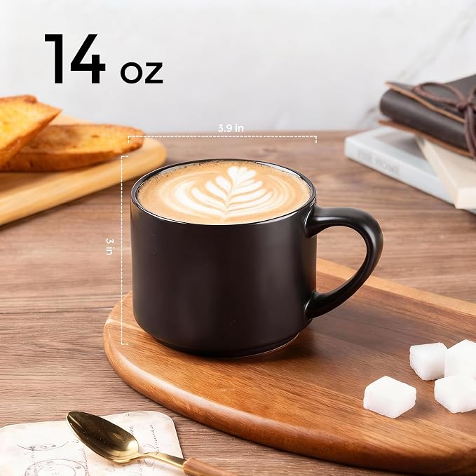 GBhome 14 OZ Coffee Mugs Set of 6, Stackable Ceramic Mugs - Image 3
