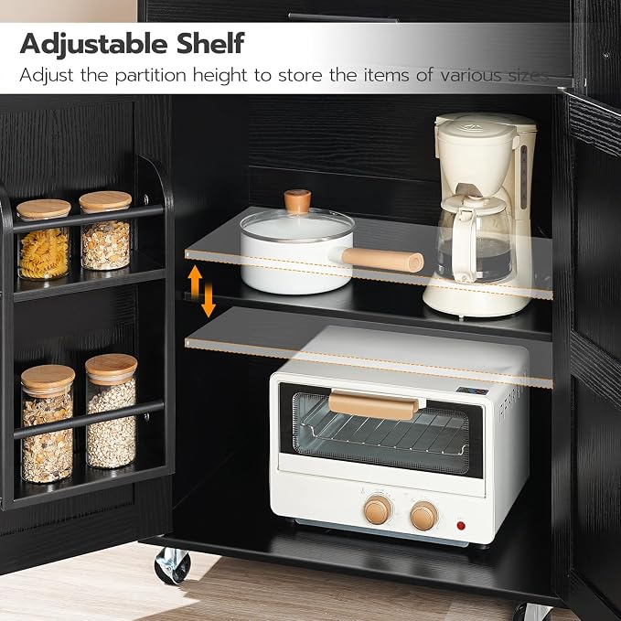 HOOBRO Kitchen Island with Power Outlet, Rolling Kitchen Island with Large - Image 8