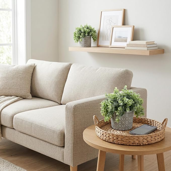 MyGift Artificial Eucalyptus Plant in Modern Gray Concrete Pots - Image 2