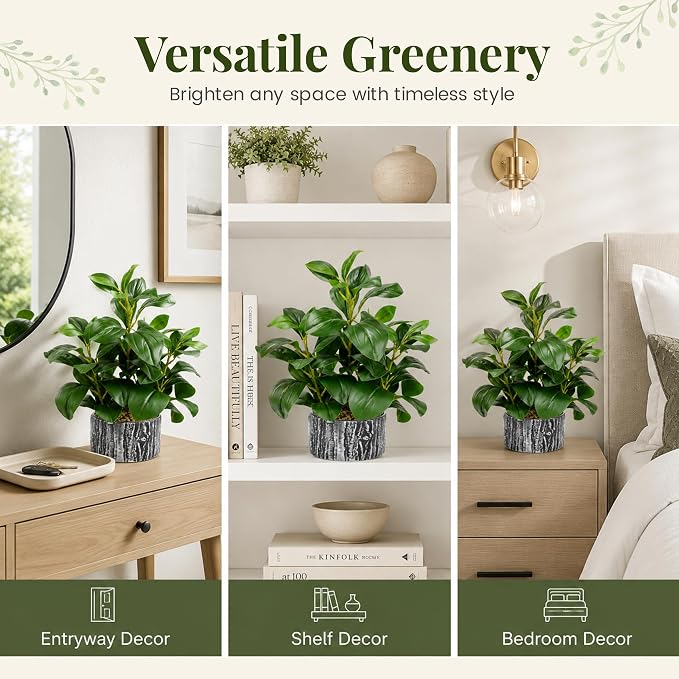 Der Rose 15.7" Artificial Plants Indoor, Money Leaf Fake Plants in Pot - Image 7