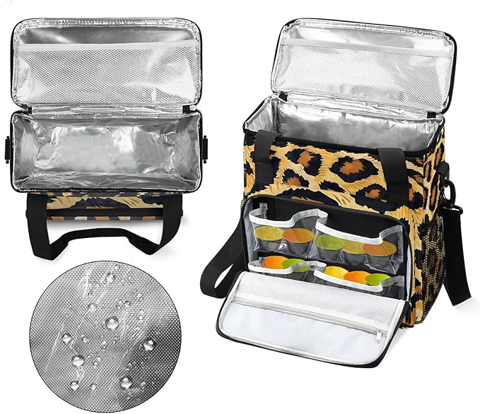 Leopard Cheetah Printed Coffee Maker Carring Bag, Large Insulated Storage - Image 3