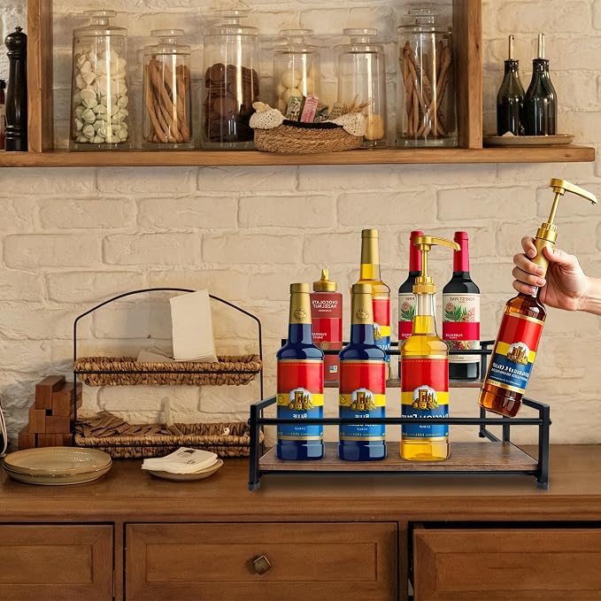 2 Tier Coffee Syrup Organizer 10 Syrup Bottle Holder Coffee Syrup Rack - Image 6
