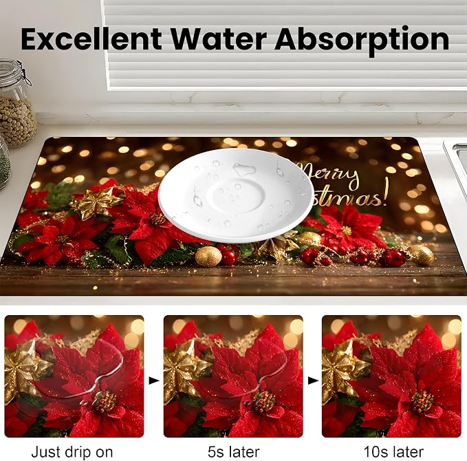 BVBOX 17" x 32" Coffee Bar Mat, Absorbent Dish Drying Mat Cuttable Hide Stain - Image 5