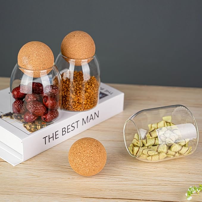3 Pcs Glass Storage Jars, 480ML/16Oz | Airtight Cork Ball Lids, Glass Containers - Image 3