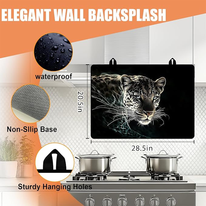 28"x20" Anti-Slip Electric Stove Top Cover Leopard Foldable Heat-Resistant - Image 4