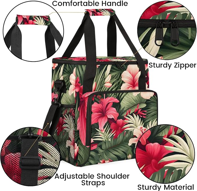 Tropical Floral Plant Coffee Maker Carring Bag, Large Insulated Storage - Image 6