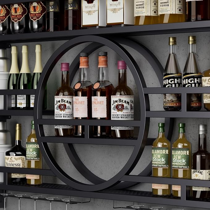 Boshen 3-Tiers 47in Wine Rack Wall Mounted, Floating Bar Shelves - Image 6