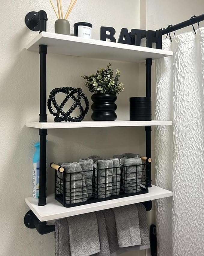 ROGMARS Industrial Pipe Shelving Bathroom Shelves by 100RealSolidWood