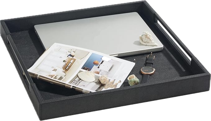 Sagala Extra Large 20" Square Shagreen Leather Ottoman Tray - Image 5
