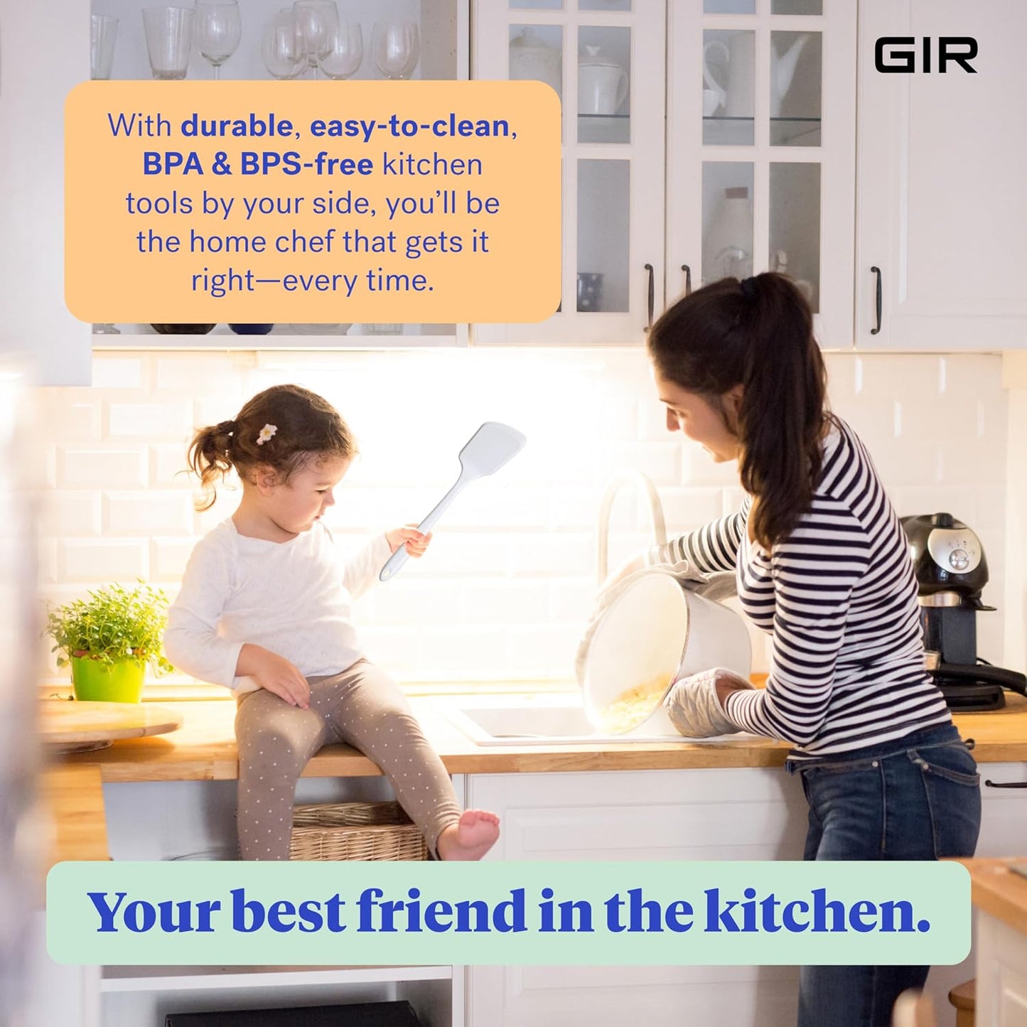 GIR: Get It Right Silicone Turner Spatula - 13-Inch Studio - Heat Resistant To 425°F & Fiberglass Core - Ergonomic & Nonplastic Non-Scratch Design - Dishwasher-Friendly Kitchen Tool