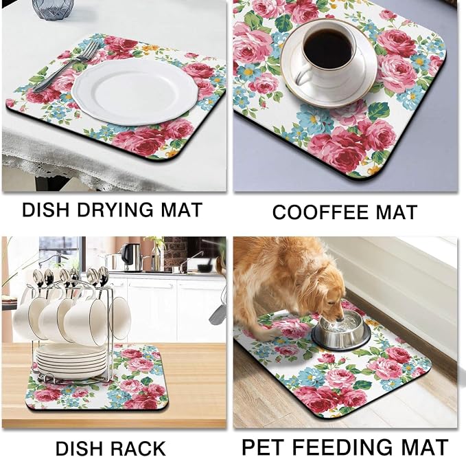 Coffee Bar Mat Accessories for Countertop Absorbent Hide Stain Rubber Backed - Image 2
