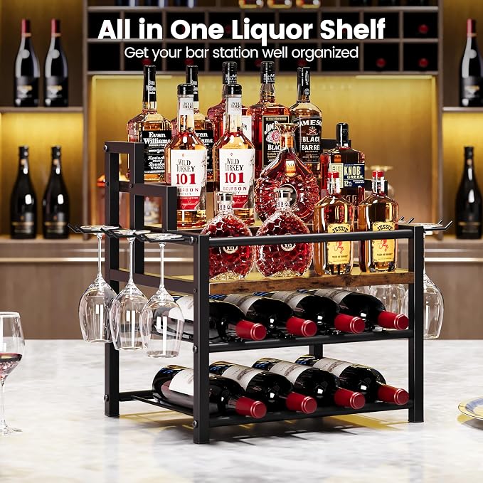 5-Tier Liquor Bottle Display Shelf, Holds up to 20 Bottles, Countertop Wine - Image 2