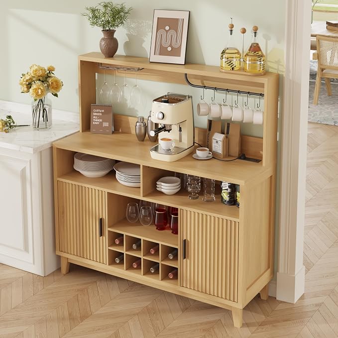 Vabches Fluted Coffee Bar Cabinet - Image 3