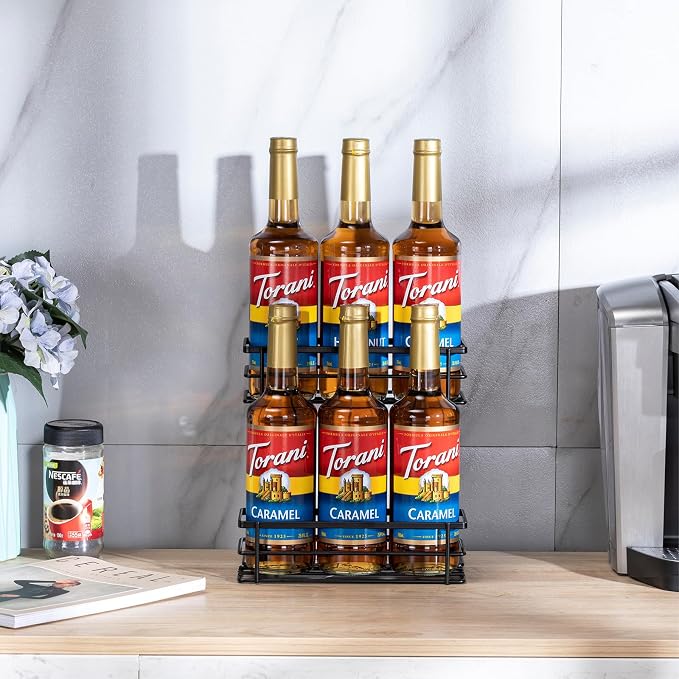 Coffee Syrup Organizer, 6 Bottle Capacity Syrup Stand, 2 Tier Syrup Rack - Image 6