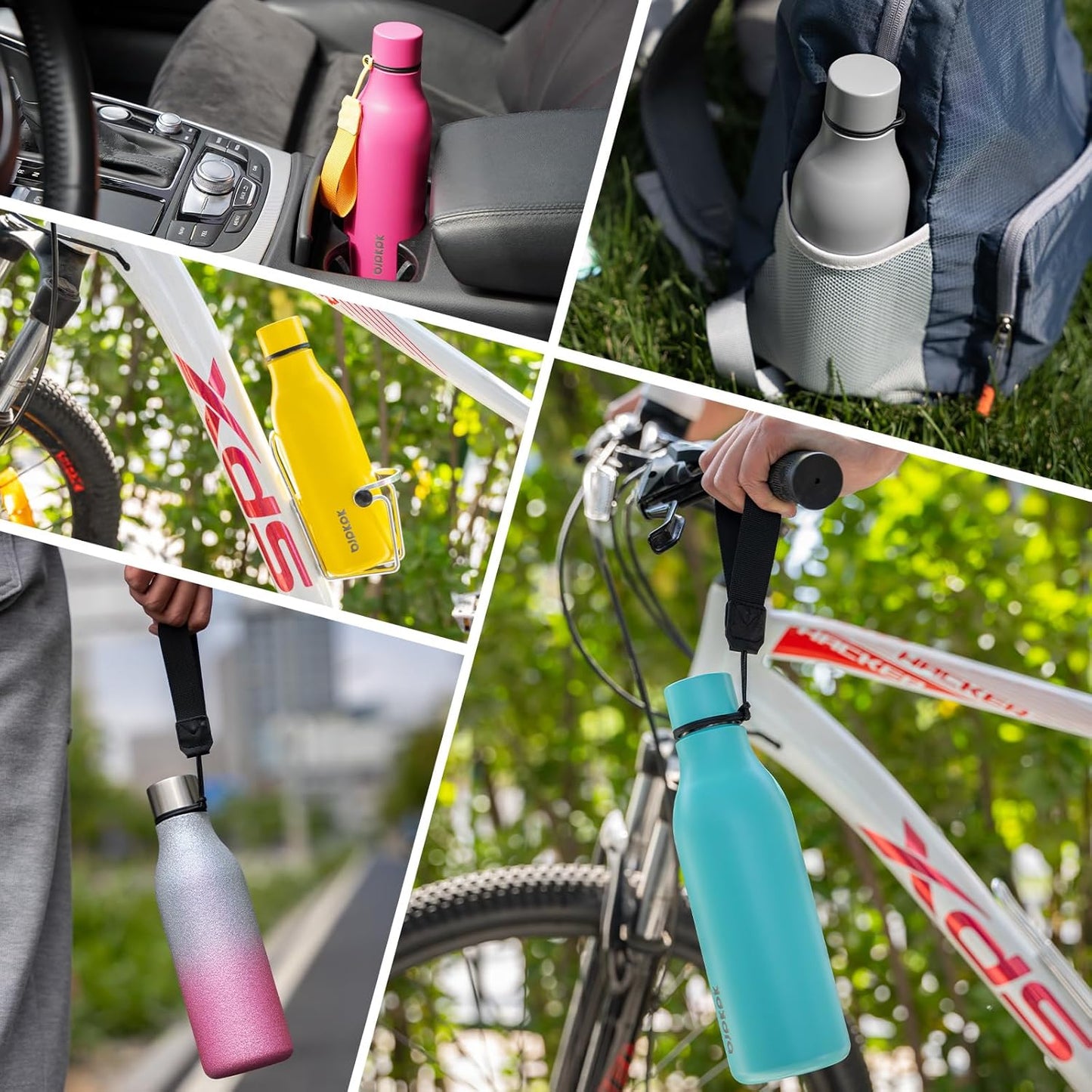 BJPKPK Insulated Water Bottles, 18 oz Stainless Steel Metal Water Bottle with Strap, BPA Free Leak Proof Thermos, Mugs, Flasks, Reusable Water Bottle for Sports & Travel, Dreamy Purple