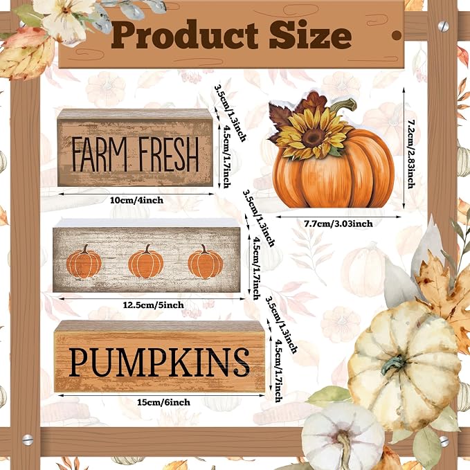 Lineshading 4 Pcs Fall Pumpkin Decor Fall Table Decoration Thanksgiving Tiered - Image 3