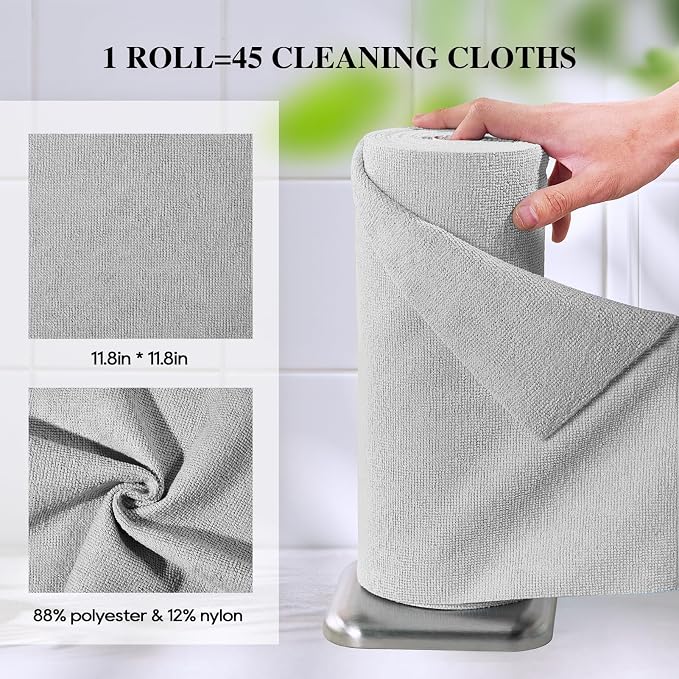 HONOVA Microfiber Cleaning Cloth Roll 45 Pack, Reusable Paper Towels Washable - Image 5