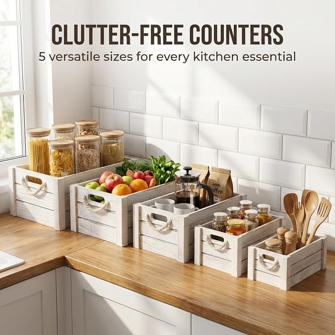 Set of 5 Rustic Nested Wooden Crates - Image 8