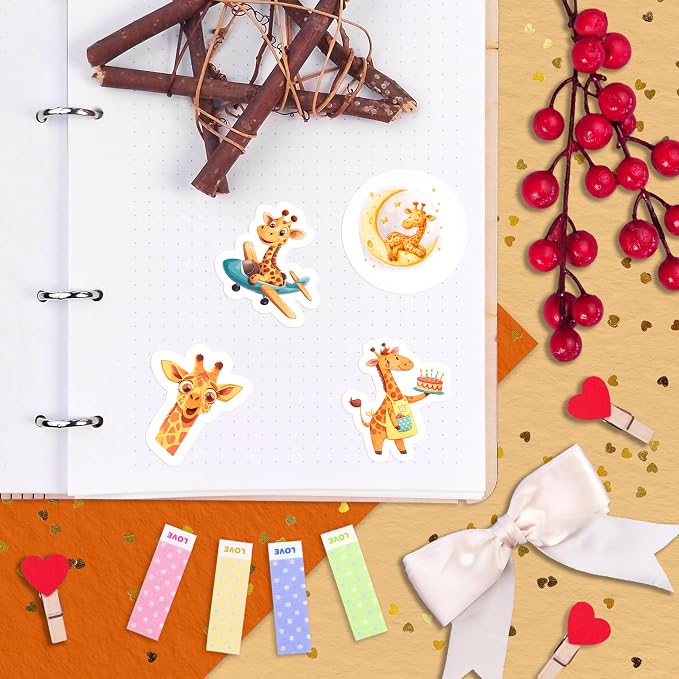 100Pcs Giraffe Stickers, Giraffe Party Decorations, Favors — Cute Animal Decals - Image 6