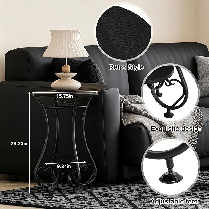 X-cosrack Small Round Side Table, Round End Table - Image 3