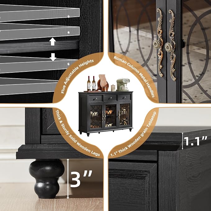 Joaxswe Farmhouse Sideboard Buffet Cabinet Set of 2 - Image 6