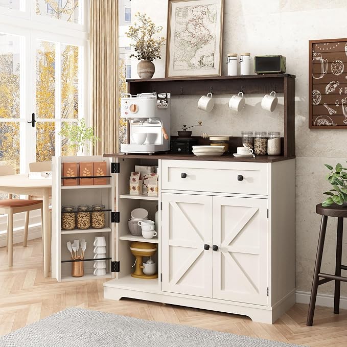 Wnutress Farmhouse Coffee Bar Cabinet by Wnutrees