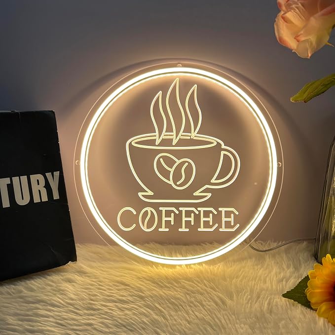Neon Coffee Sign Warm White USB Powered Adjustable Lighting 3D Carved LED Neon - Image 4