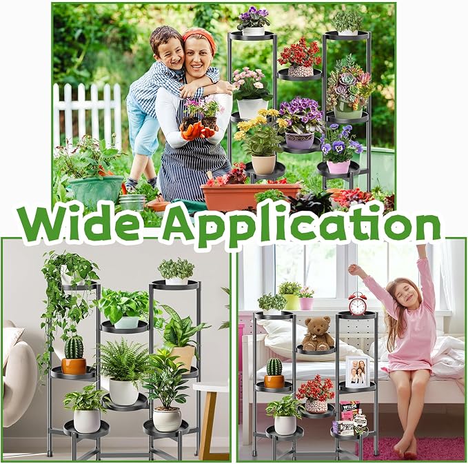 5 Tier Plant Stand Indoor Tall, Adjustable Black Plant Shelf - Image 6