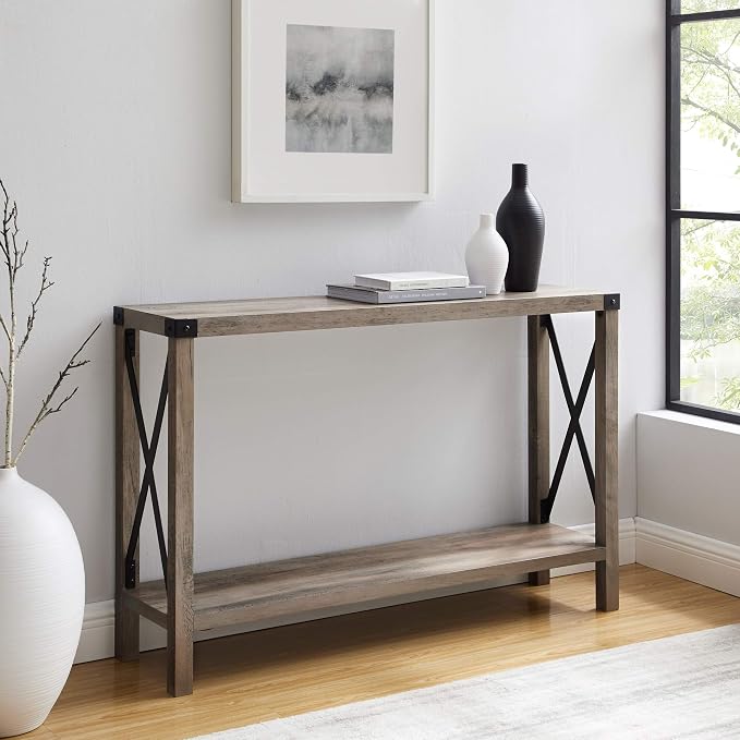 Walker Edison Sedalia Modern Farmhouse Metal X Entry Table, 46 Inch - Image 2