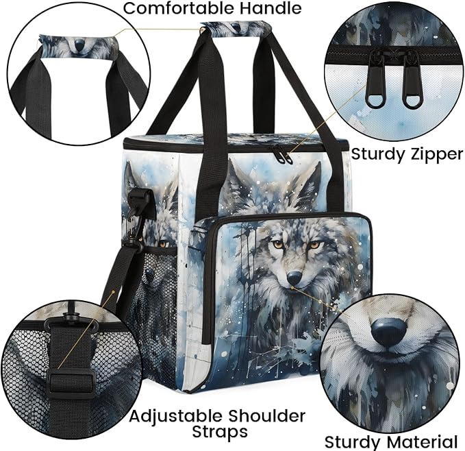 Cool Wolf Coffee Maker Carring Bag, Large Insulated Storage Organizer Case Tote - Image 6