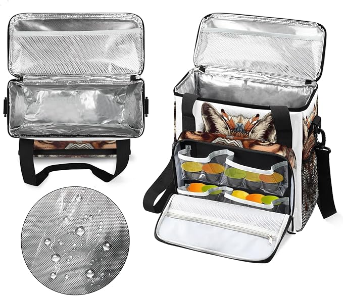 Boho Wolf Coffee Maker Carring Bag, Large Insulated Storage Organizer Case Tote - Image 3