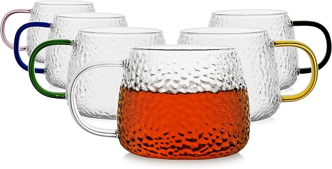 LUXU Hammered Tea Cups, Glass Coffee Mugs, Prefect by LUXU