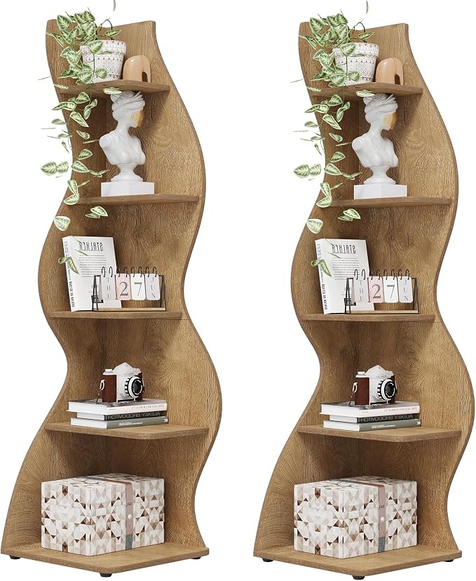 Tribesigns Corner Shelf, Modern 5-Tier Wall Corner Bookshelf, Stylish Corner by Unknown