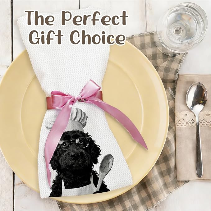 Funny Cockapoo Kitchen Towels Set of 2, Dog Kitchen Bar Accessories, Dog Chef - Image 5