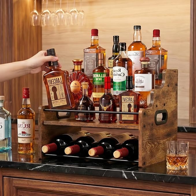 4-Tier Wood Display Shelf Wine Rack - Image 3