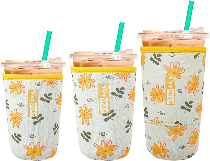 HEYSKAY Insulated Coffee Cup Sleeves Reusable Neoprene Universal Iced Coffee by HEYSKAY