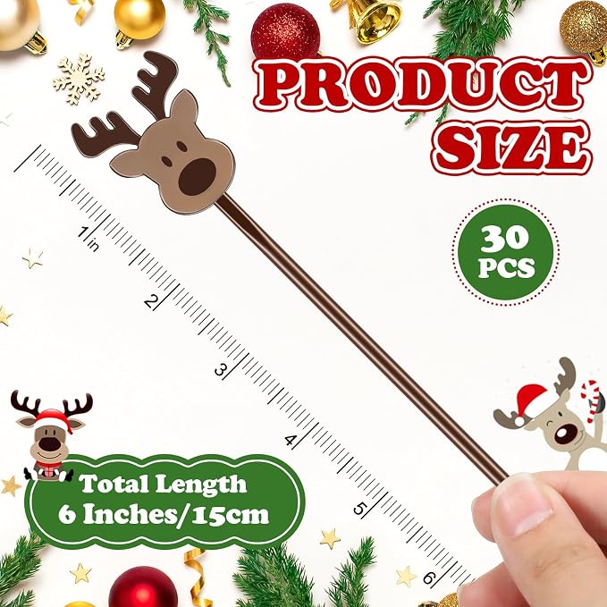 SiliFine 30 Pcs Winter Drink Stirrers Xmas Stir Stick Holiday Coffee Swizzle - Image 2