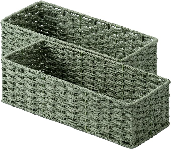 StorageWorks Sage Green Paper Rope Bathroom Basket Organizer and Storage by StorageWorks