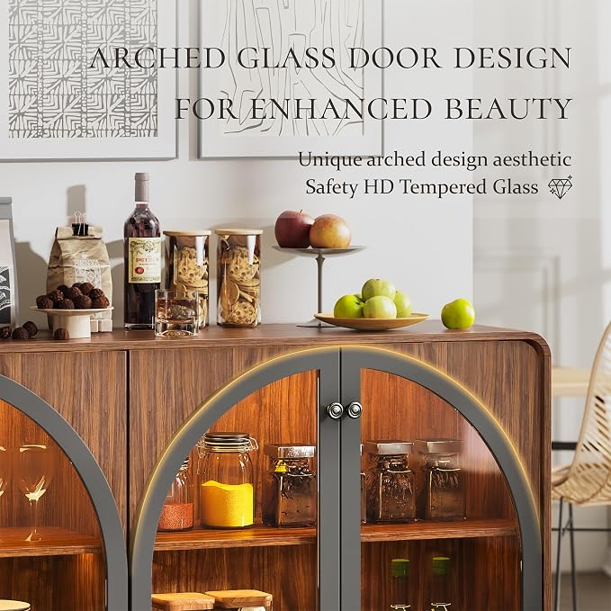 Sideboard Buffet Cabinet with Storage, Modern Coffee Bar Liquor Cabinet w/2 - Image 6