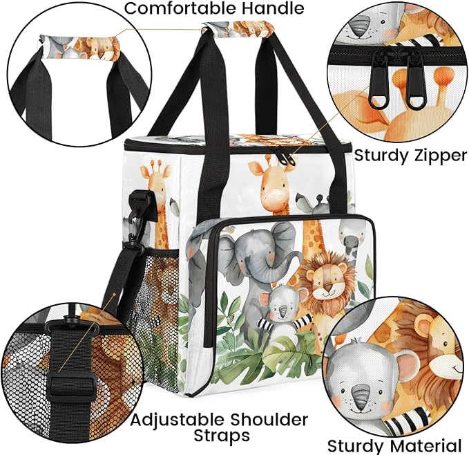 Forest Animal Green Coffee Maker Carring Bag, Large Insulated Storage Organizer - Image 6