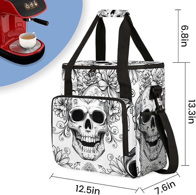 Vintage Skull Skeleton Coffee Maker Carring Bag, Large Insulated Storage - Image 2