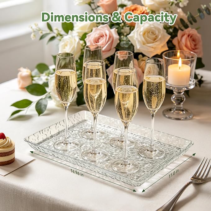 Clear Serving Trays for Party 2 Pack, 15x11 Acrylic Food Platters | 2 pack - Image 2