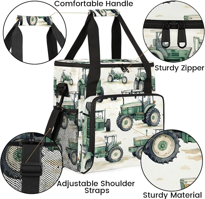 Green Construction Truck Excavator Coffee Maker Carring Bag, Large Insulated - Image 6