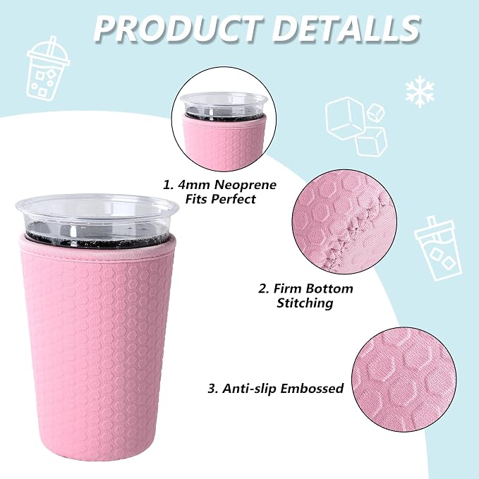 3 Pack Reusable Iced Coffee Sleeves - Image 2