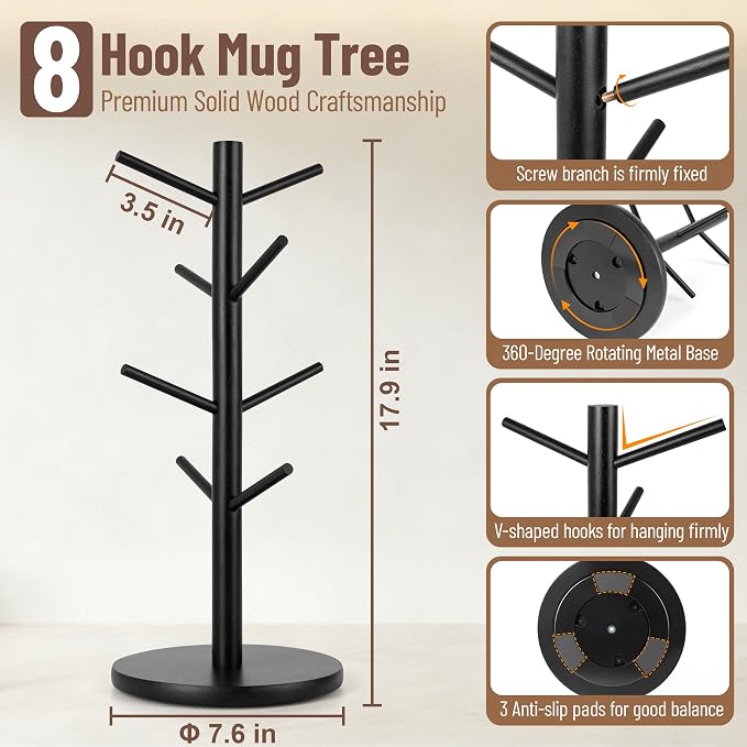 MyLifeUNIT Mug Holder Tree, 360° Rotated Coffee Cup Holder - Image 4